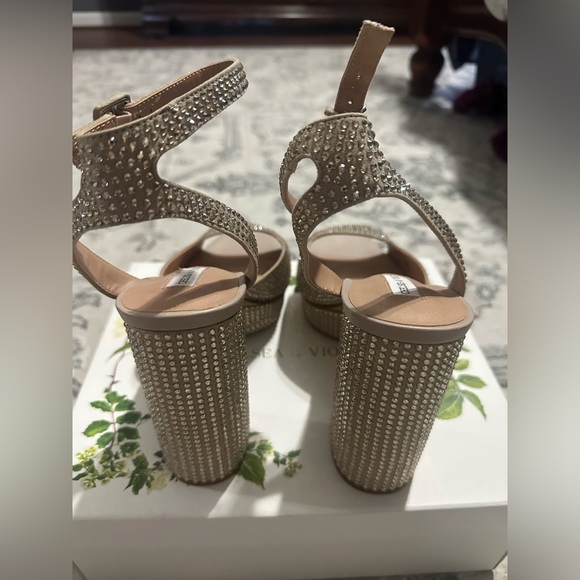 Chelsea & Violet Cora Gold Rhinestone Platform Heels - Picture 13 of 13